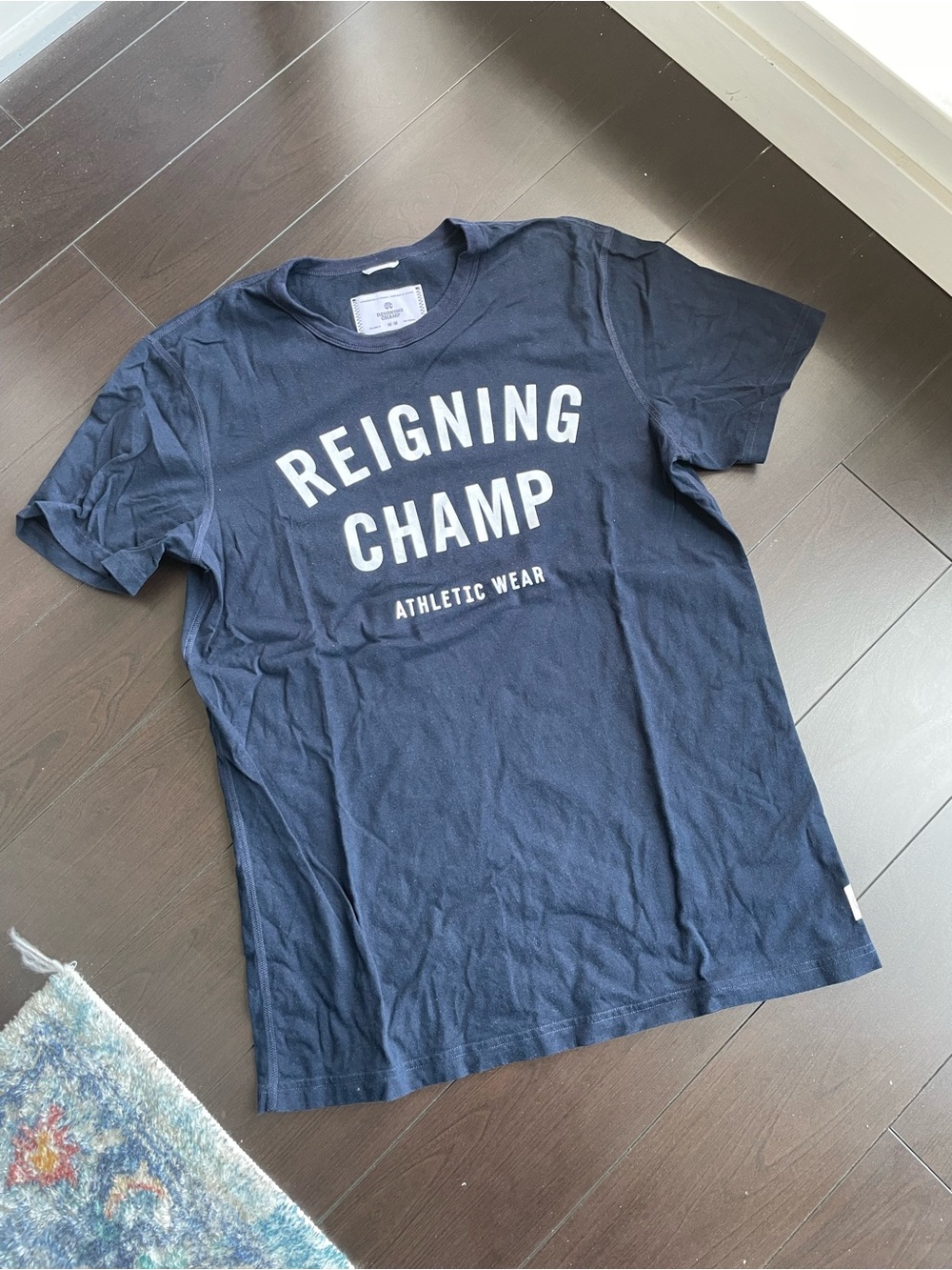 Reigning Champ Navy Short-Sleeve Logo Tee
